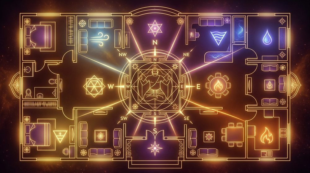Vastu Shastra Compass Directions and Harmonic Home Architecture Blueprint